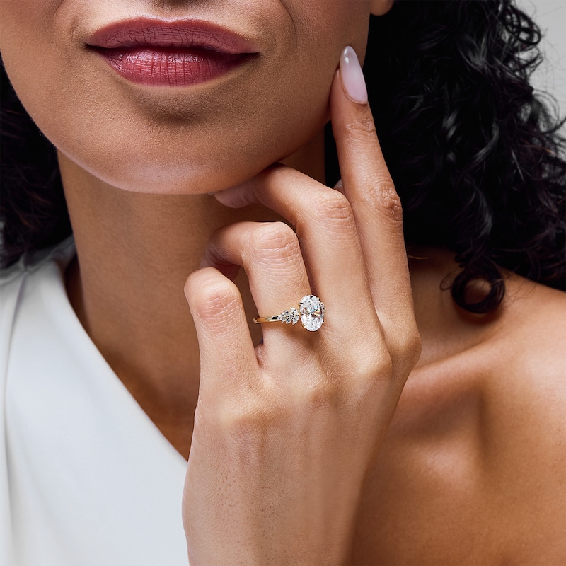 Main Image 2 of 3-1/3 CT. T.W. Oval Certified Lab-Grown Diamond Engagement Ring in 14K Gold (F/VS2)