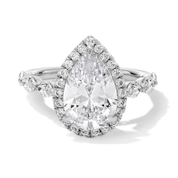 4 CT. T.W. Pear-Shaped Certified Lab-Grown Diamond Frame Engagement Ring in 14K White Gold (F/VS2)