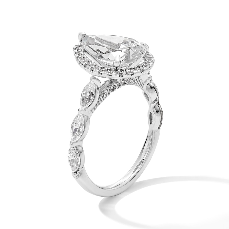 Main Image 3 of 4 CT. T.W. Pear-Shaped Certified Lab-Grown Diamond Frame Engagement Ring in 14K White Gold (F/VS2)