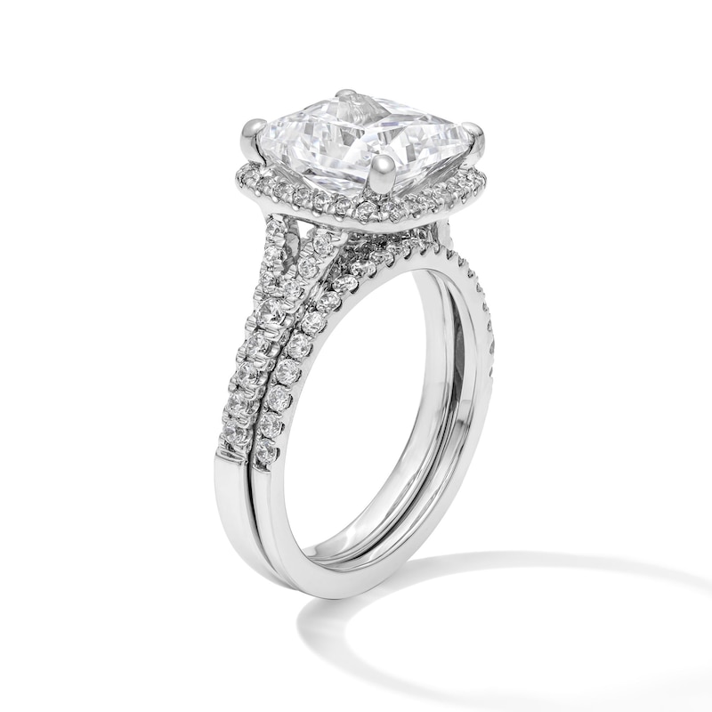 Main Image 3 of 4-3/4 CT. T.W. Princess-Cut Certified Lab-Grown Diamond Frame Bridal Set in 14K White Gold (F/VS2)