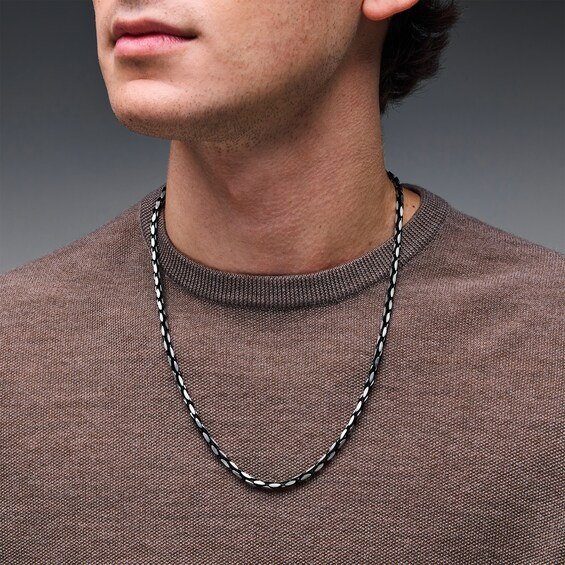 4.0mm Flat Anchor Chain Necklace in Solid Two-Tone Stainless Steel - 24”