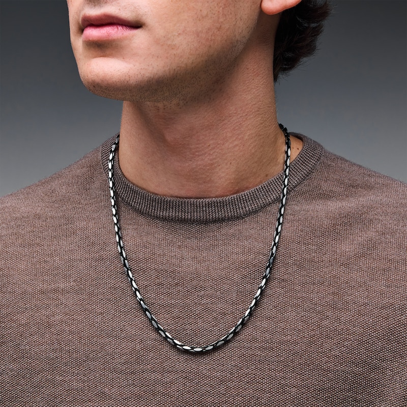 Main Image 2 of 4.0mm Flat Anchor Chain Necklace in Solid Two-Tone Stainless Steel - 24”