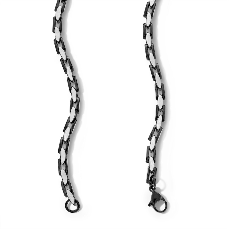 Main Image 2 of 4.0mm Flat Anchor Chain Necklace in Solid Two-Tone Stainless Steel - 24”