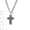 Thumbnail Image 2 of 1/6 CT. T.W. Black Diamond Cross Pendant in Solid Two-Tone Stainless Steel - 24”