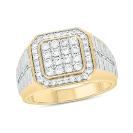 1 CT. T.W. Multi-Diamond Octagon Frame Ring in Sterling Silver and 14K Gold Plate