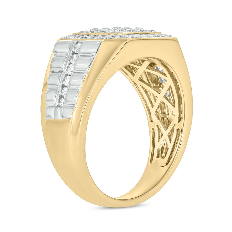 Main Image 2 of 1 CT. T.W. Multi-Diamond Octagon Frame Ring in Sterling Silver and 14K Gold Plate