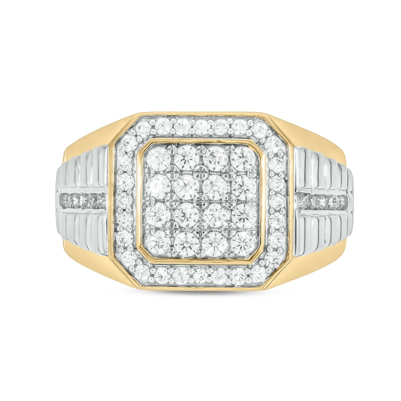Main Image 3 of 1 CT. T.W. Multi-Diamond Octagon Frame Ring in Sterling Silver and 14K Gold Plate