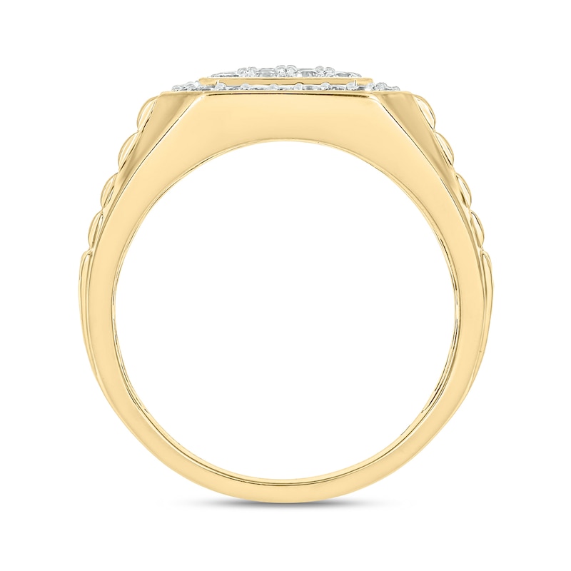 Main Image 4 of 1 CT. T.W. Multi-Diamond Octagon Frame Ring in Sterling Silver and 14K Gold Plate