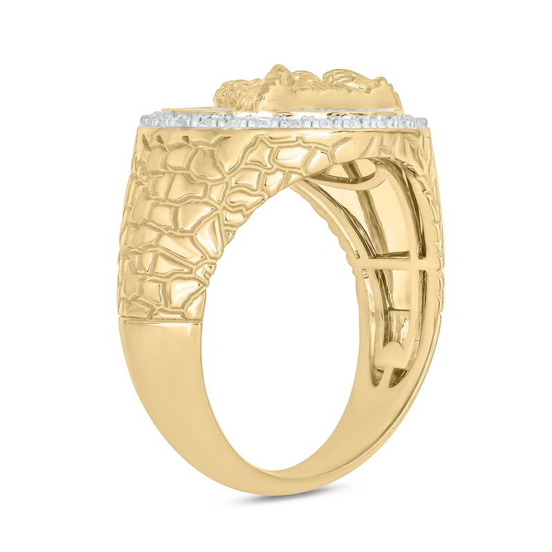 Main Image 2 of 1/5 CT. T.W. Diamond Praying Jesus Nugget Shank Ring in Sterling Silver with 14K Gold Plate