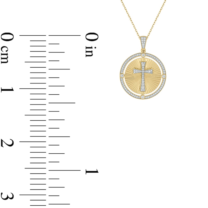 Main Image 2 of 1 CT. T.W. Diamond Flared Cross Medallion Necklace Charm in Sterling Silver with 14K Gold Plate