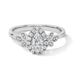 3/4 CT. T.W. Pear-Shaped Certified Lab-Grown Diamond Frame Engagement Ring in 14K White Gold (F/VS2)