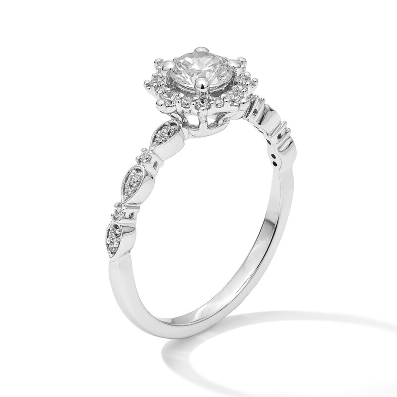 Main Image 3 of 3/4 CT. T.W. Diamond Starburst Frame Engagement Ring in 14K White Gold
