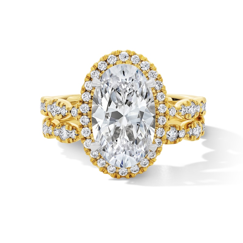 Main Image 1 of 5 CT. T.W. Oval Certified Lab-Grown Diamond Bridal Set in 14K Gold (F/VS2)