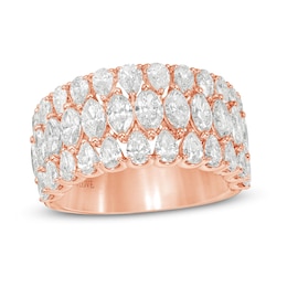 Vera Wang Love Collection 3 CT. T.W. Marquise and Pear-Shaped Certified Diamond Multi-Row Band in 14K Rose Gold (I/SI2)