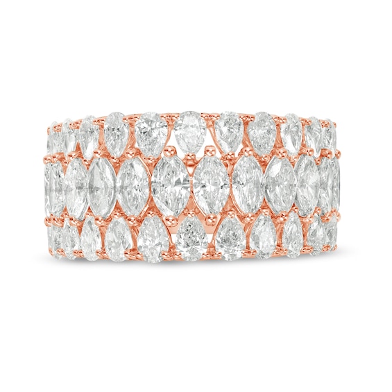 Vera Wang Love Collection 3 CT. T.w. Marquise and Pear-Shaped Certified Diamond Multi-Row Band in 14K Rose Gold (I/Si2)