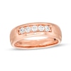 Thumbnail Image 1 of Vera Wang Men 3/8 CT. T.W. Diamond Five-Stone Wedding Band in 14K Rose Gold