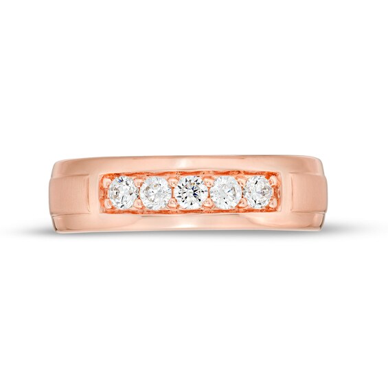Vera Wang Men 3/8 CT. T.w. Diamond Five-Stone Wedding Band in 14K Rose Gold