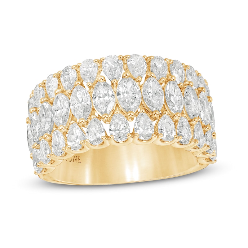 Main Image 1 of Vera Wang Love Collection 3 CT. T.W. Marquise and Pear-Shaped Certified Diamond Multi-Row Band in 14K Gold (I/SI2)