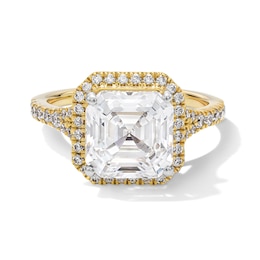 4-1/2 CT. T.W. Asscher-Cut Certified Lab-Grown Diamond Frame Engagement Ring in 14K Yellow Gold (F/VS2)