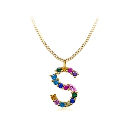 Multi-Color Initial "S" Necklace with Birthstone (1 Stone)