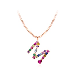 Multi-Color Initial "M" Necklace with Birthstone (1 Stone)