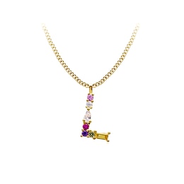 Multi-Color Initial "L" Necklace with Birthstone (1 Stone)
