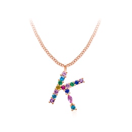 Multi-Color Initial "K" Necklace with Birthstone (1 Stone)