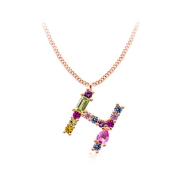 Multi-Color Initial "H" Necklace with Birthstone (1 Stone)