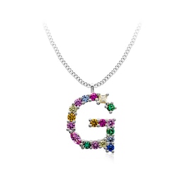 Multi-Color Initial "G" Necklace with Birthstone (1 Stone)