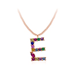 Multi-Color Initial "E" Necklace with Birthstone (1 Stone)