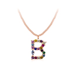 Multi-Color Initial "B" Necklace with Birthstone (1 Stone)