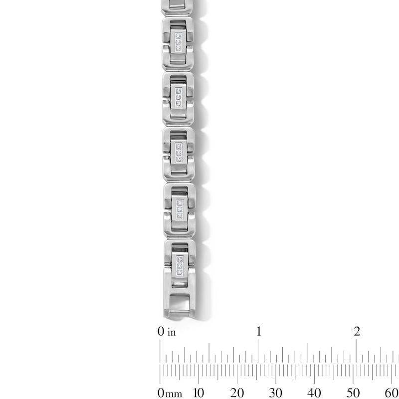 Main Image 2 of 1/4 CT. T.W. Diamond Link Bracelet in Solid Stainless Steel - 8.5”