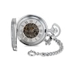Thumbnail Image 1 of James Michael Silver-Tone Pocket Watch with White Skeleton Dial (Model: PMA011011W)