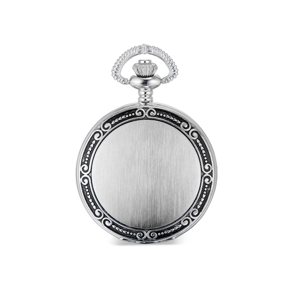 James Michael Silver-Tone Pocket Watch with White Skeleton Dial (Model: Pma011011W)