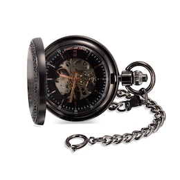 James Michael Gunmetal Gray Pocket Watch with Black Dial (Model: PMA011013W)