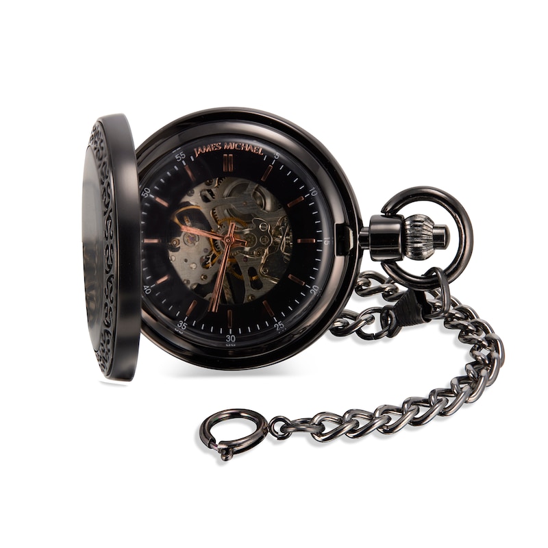 Main Image 1 of James Michael Gunmetal Gray Pocket Watch with Black Dial (Model: PMA011013W)