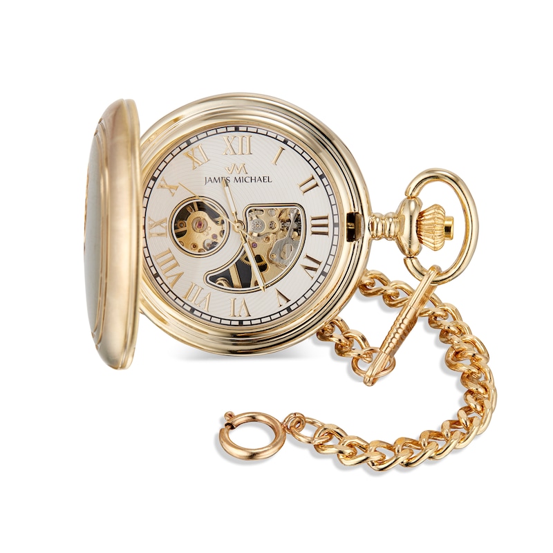 Main Image 1 of James Michael Gold-Tone Pocket Watch with White Dial (Model: PMA011030W)
