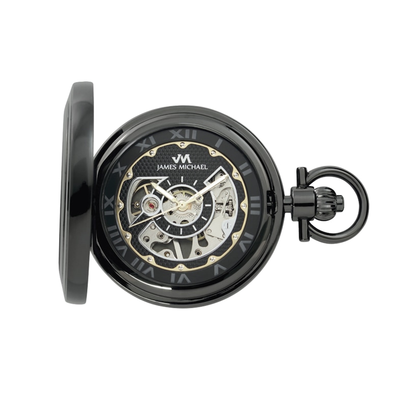 Main Image 1 of James Michael Gunmetal Pocket Watch with Black Dial (Model: PMA011036W)