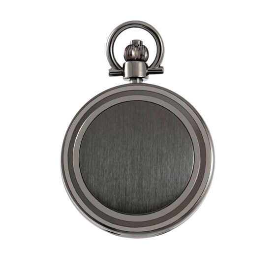 James Michael Gunmetal Pocket Watch with Black Dial (Model: Pma011036W)