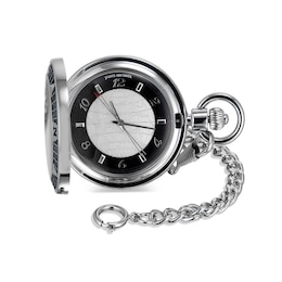 James Michael Compass Case Silver-Tone Pocket Watch with Two-Tone Dial (Model: PQA011075W)