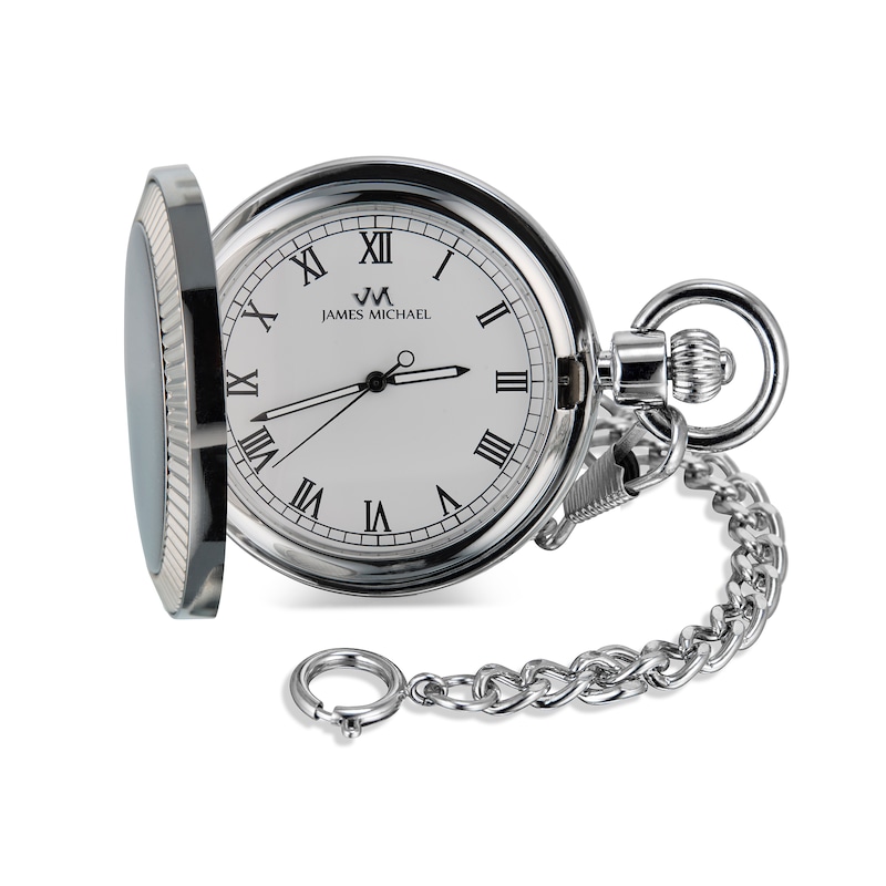 Main Image 1 of James Michael Silver-Tone Pocket Watch with White Dial (Model: PQA011154W)