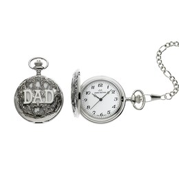 James Michael “Dad” Antiqued Pocket Watch with White Dial (Model: PQA011001W)