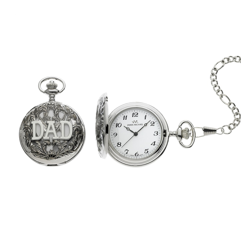 Main Image 1 of James Michael “Dad” Antiqued Pocket Watch with White Dial (Model: PQA011001W)