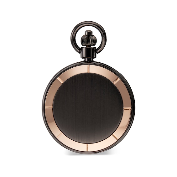 James Michael Gunmetal Pocket Watch with Black Dial (Model: Pda011029W)