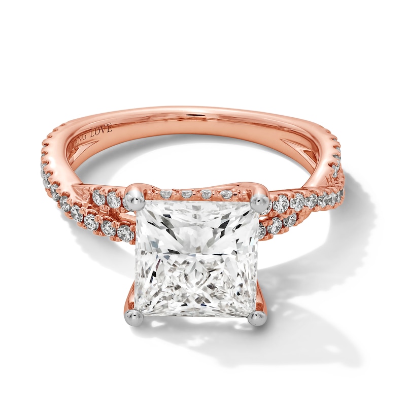 Main Image 1 of Vera Wang Love Collection 3-3/8 CT. T.W. Princess-Cut Certified Lab-Grown Diamond Ring in 14K Rose Gold (F/VS2)