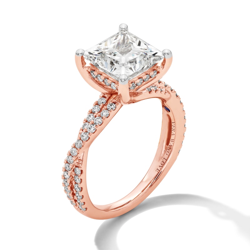 Main Image 2 of Vera Wang Love Collection 3-3/8 CT. T.W. Princess-Cut Certified Lab-Grown Diamond Ring in 14K Rose Gold (F/VS2)