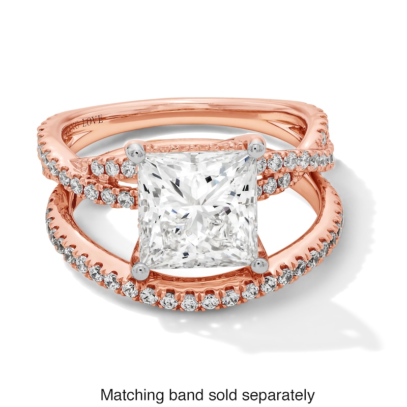 Main Image 3 of Vera Wang Love Collection 3-3/8 CT. T.W. Princess-Cut Certified Lab-Grown Diamond Ring in 14K Rose Gold (F/VS2)