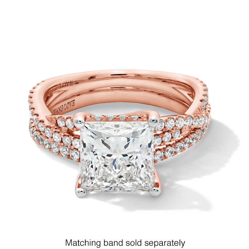 Main Image 4 of Vera Wang Love Collection 3-3/8 CT. T.W. Princess-Cut Certified Lab-Grown Diamond Ring in 14K Rose Gold (F/VS2)