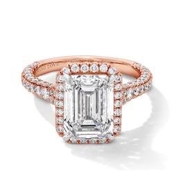 Vera Wang Love Collection 5 CT. T.W. Emerald-Cut Certified Lab-Grown Diamond Engagement Ring in 14K Rose Gold (F/VS2)