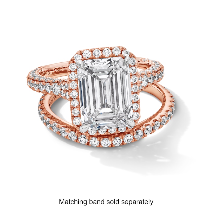 Main Image 3 of Vera Wang Love Collection 5 CT. T.W. Emerald-Cut Certified Lab-Grown Diamond Engagement Ring in 14K Rose Gold (F/VS2)